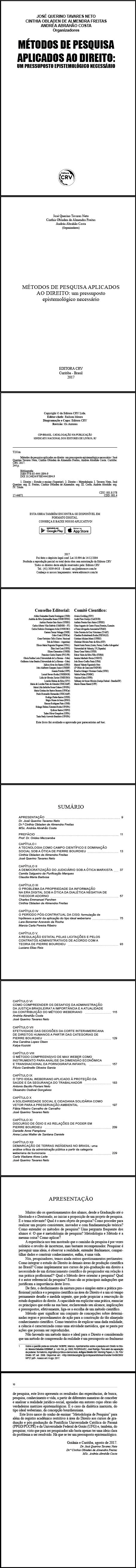 MÉTODOS DE PESQUISA APLICADOS AO DIREITO:<br>um pressuposto epistemológico necessário